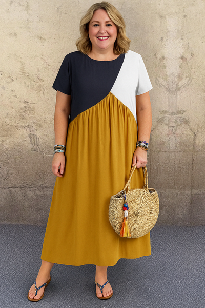 Casual Patchwork Tummy Covering Dress | KEA