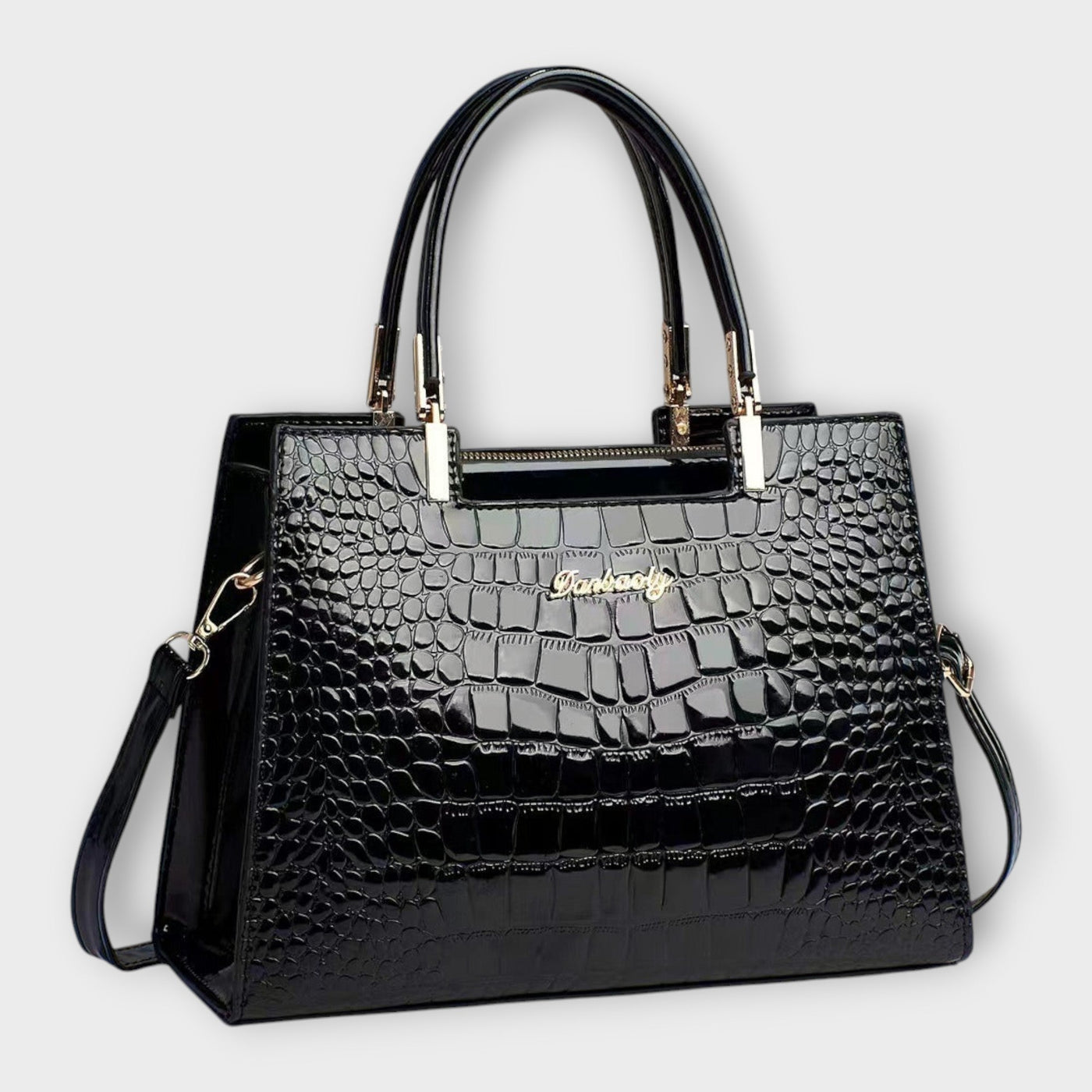Lora - Shiny Crocodile Leather Pattern Handbag