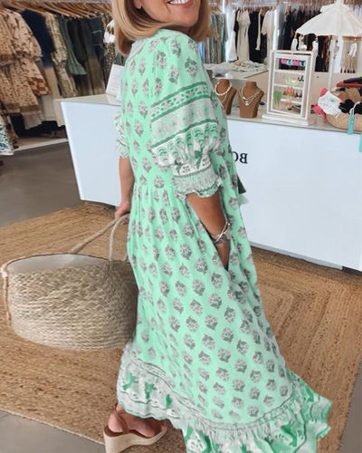 Casual V-Neck Tummy Covering Dress | CLEMATIS