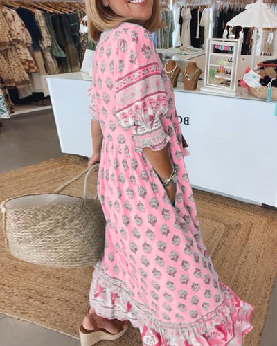 Casual V-Neck Tummy Covering Dress | CLEMATIS