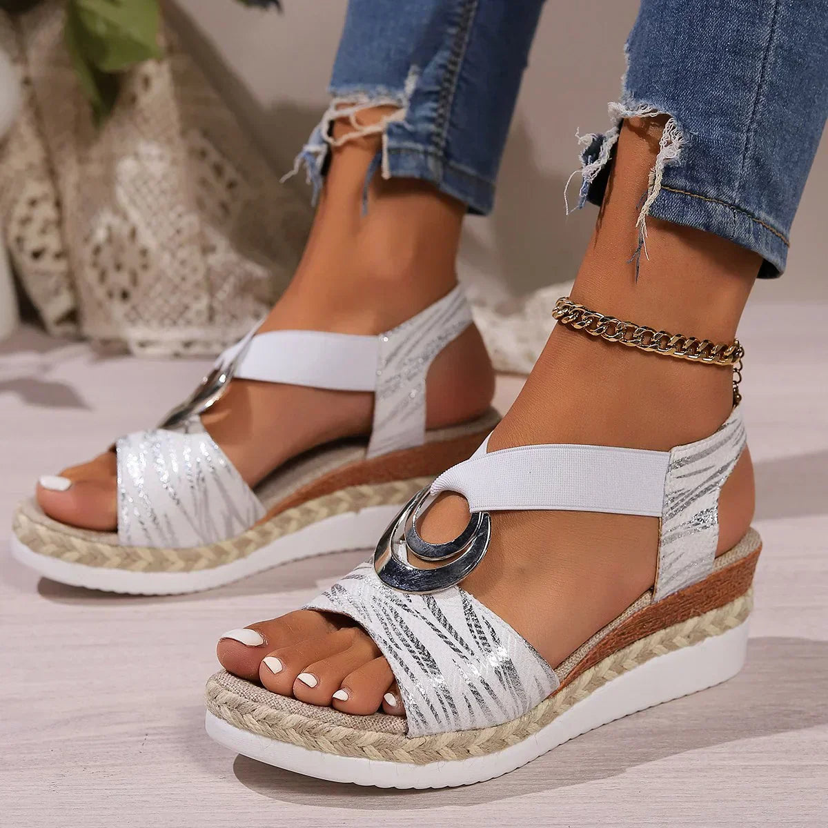 Mavis - Snake Print Platform Orthopaedic Sandals