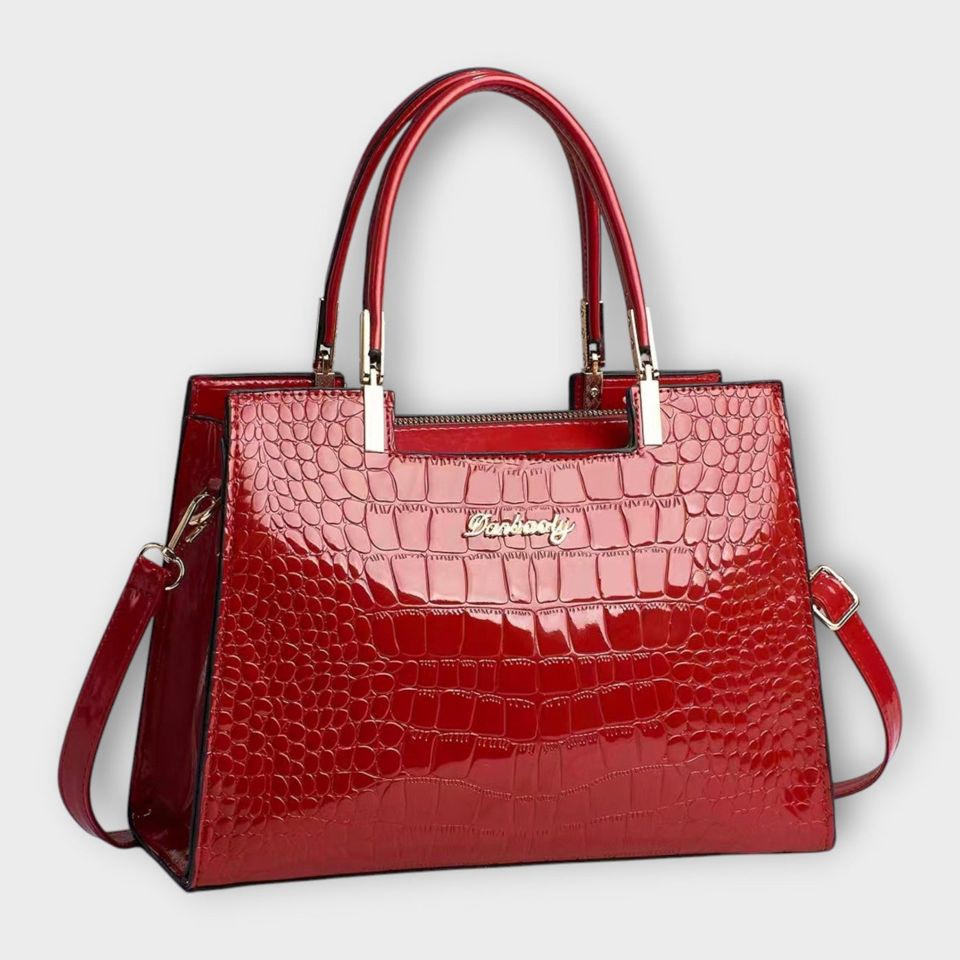 Lora - Shiny Crocodile Leather Pattern Handbag