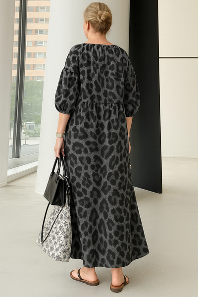 Print Tummy Covering Dress | LEOPARD