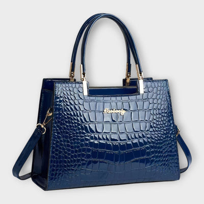 Lora - Shiny Crocodile Leather Pattern Handbag