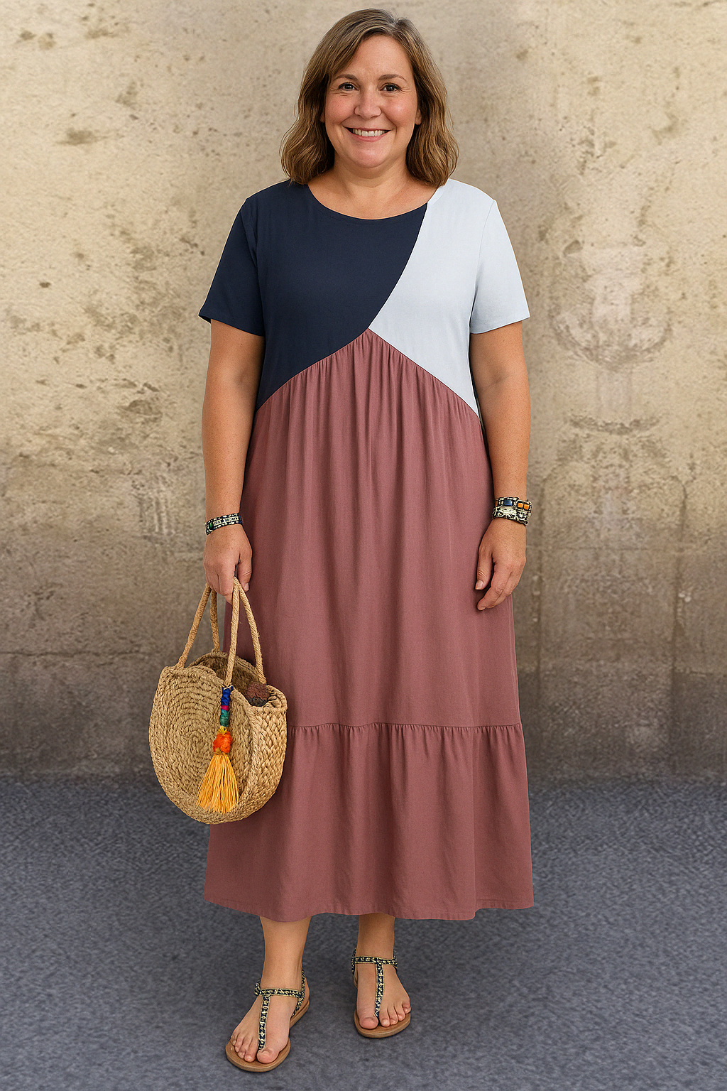 Casual Patchwork Tummy Covering Dress | KEA