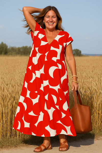 Abstract Tummy Covering Dress | ZEBRA
