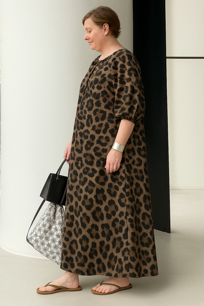 Print Tummy Covering Dress | LEOPARD