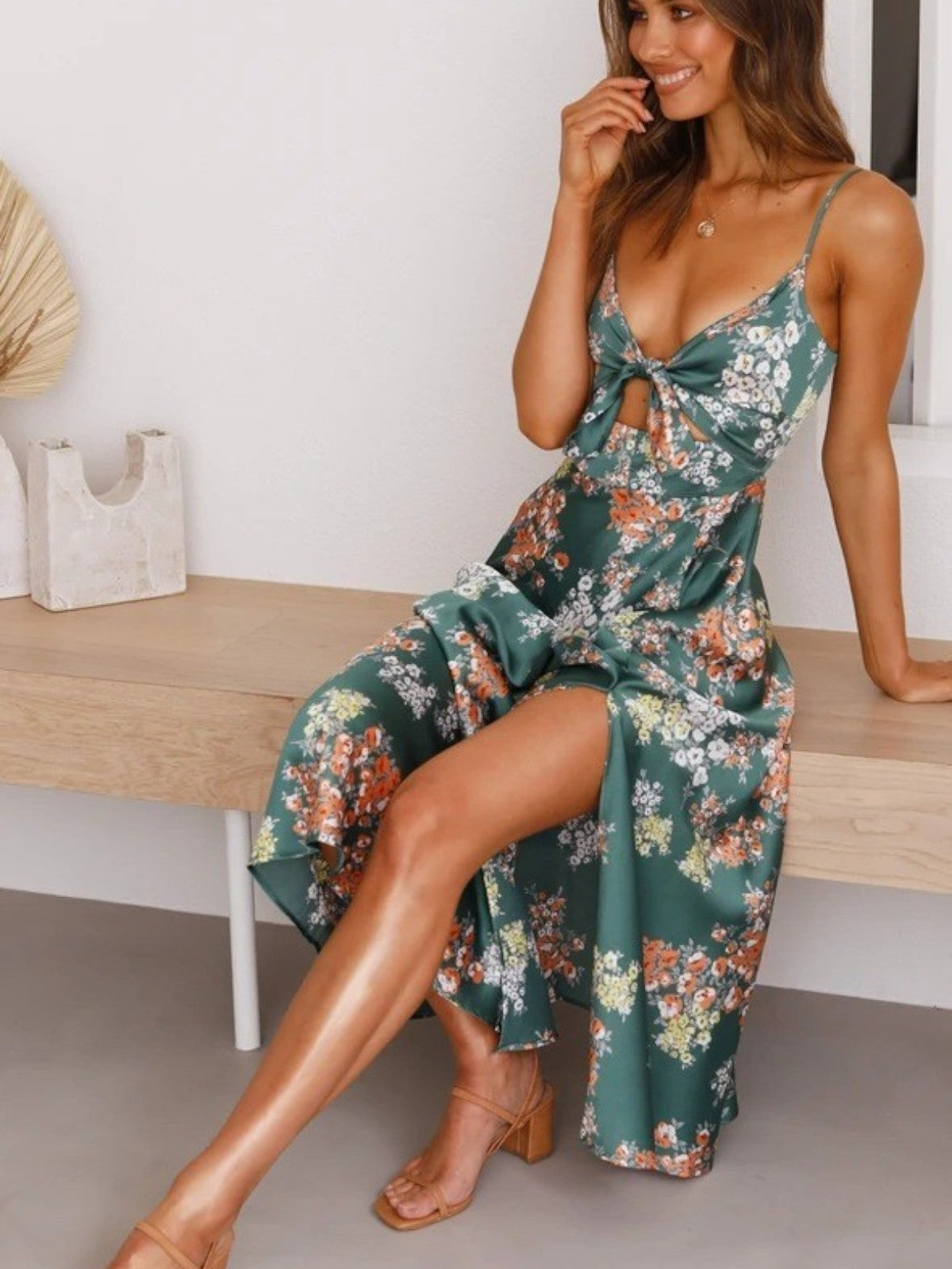 Aurela | Floral Print Henna Dress