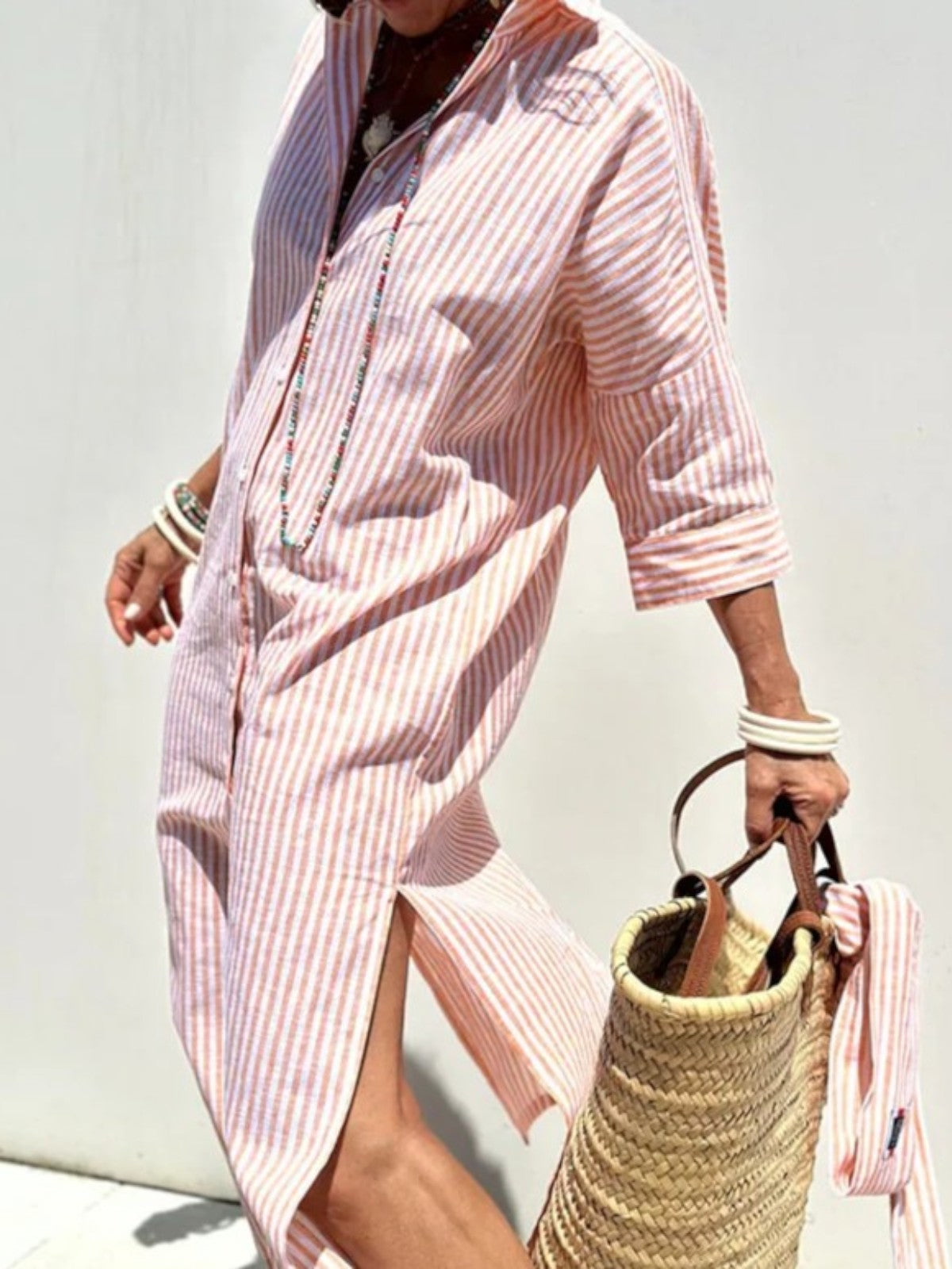 Aurela | Sophisticated Striped Comfort Midi Dress