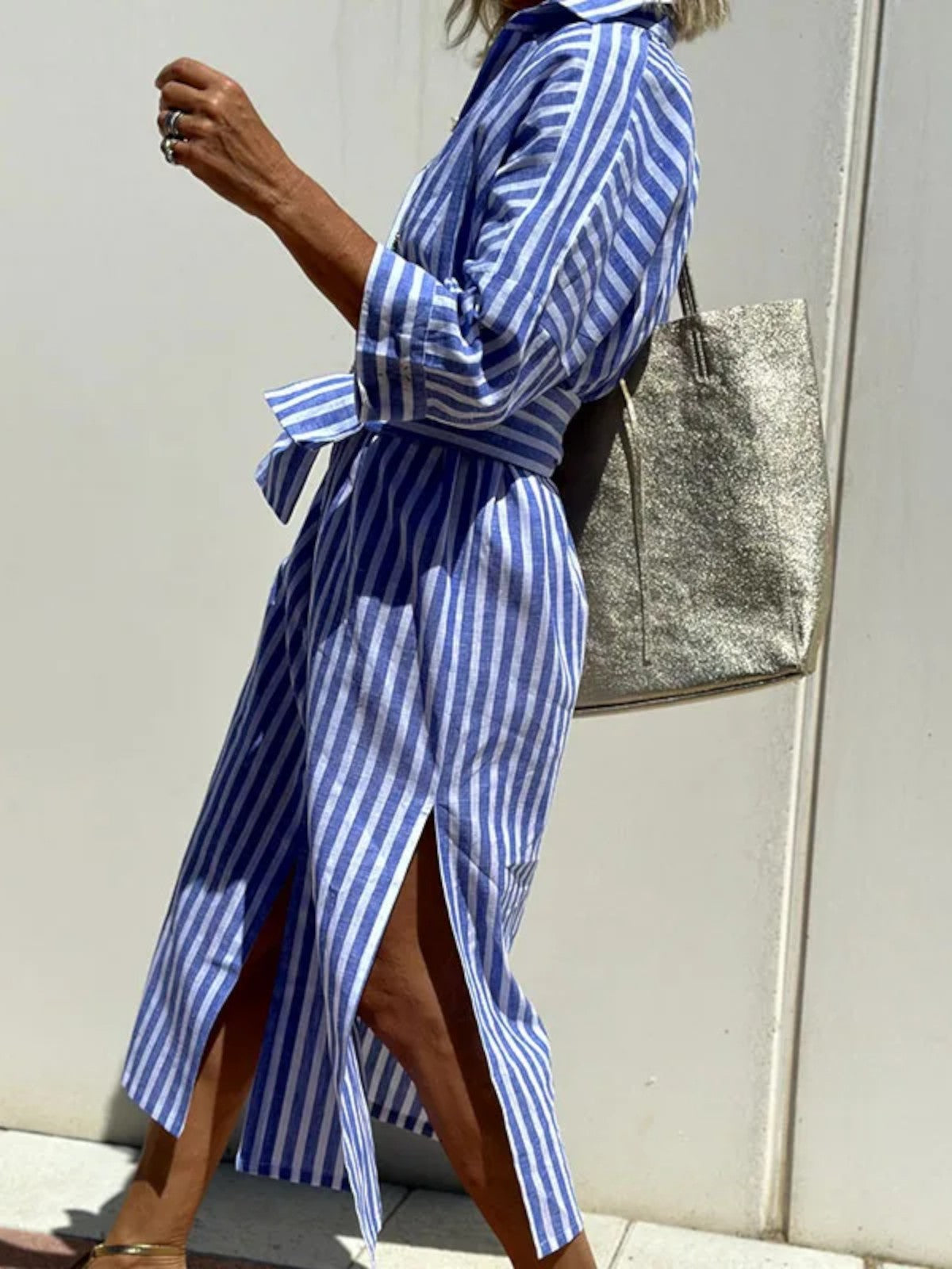 Aurela | Sophisticated Striped Comfort Midi Dress