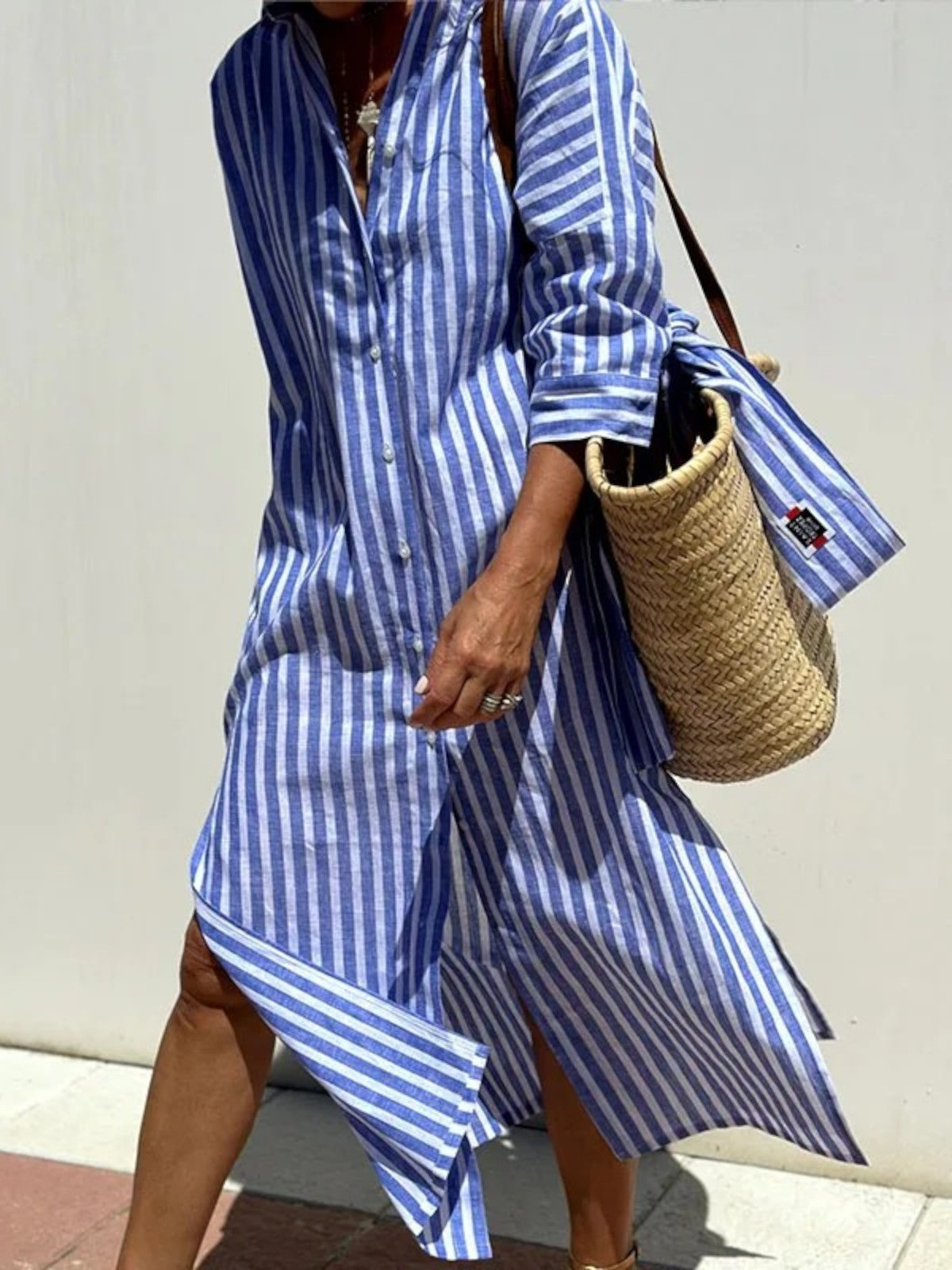 Aurela | Sophisticated Striped Comfort Midi Dress