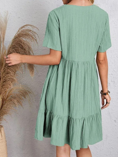 Aurela | Trendy Boho Ruffle Hem Mini Dress
