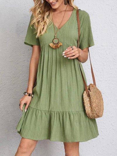 Aurela | Trendy Boho Ruffle Hem Mini Dress