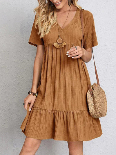 Aurela | Trendy Boho Ruffle Hem Mini Dress