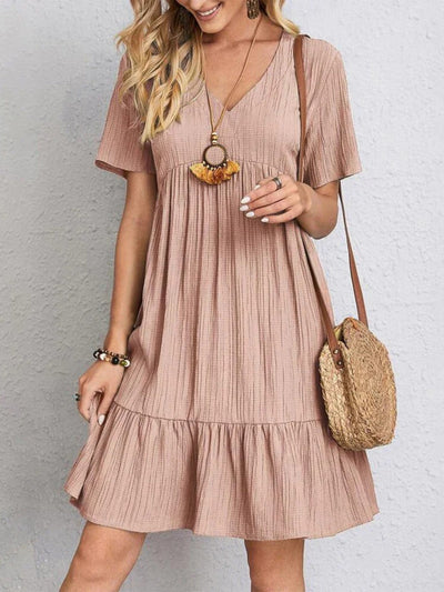 Aurela | Trendy Boho Ruffle Hem Mini Dress