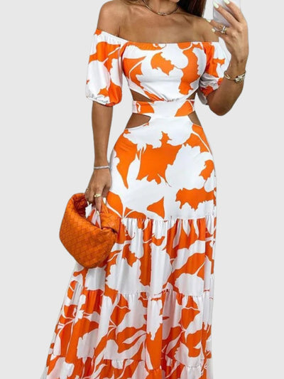 Aurela | Elegant Irregular Grain Cut-Out Style Midi Dress