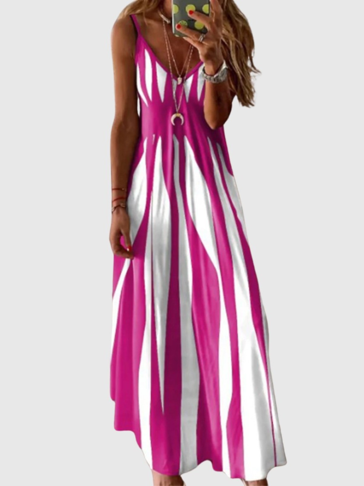 Aurela | Chic Sleeveless Striped Maxi Dress
