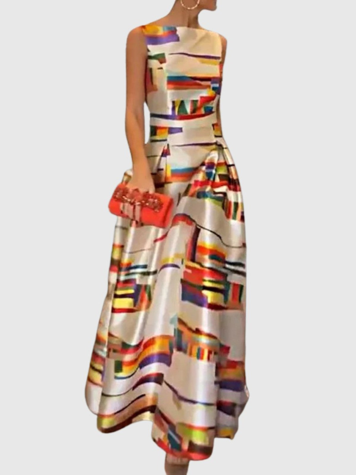 Aurela | Chic O-Neck Pleated Sleeveless Evening Dress