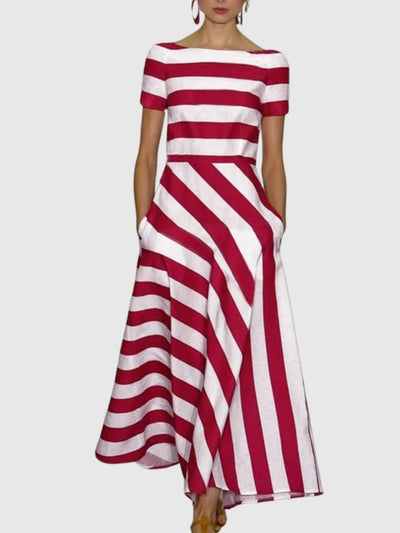Aurela | Vonda Striped Off-Shoulder Maxi Dress