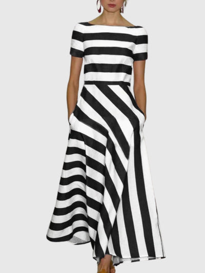 Aurela | Vonda Striped Off-Shoulder Maxi Dress