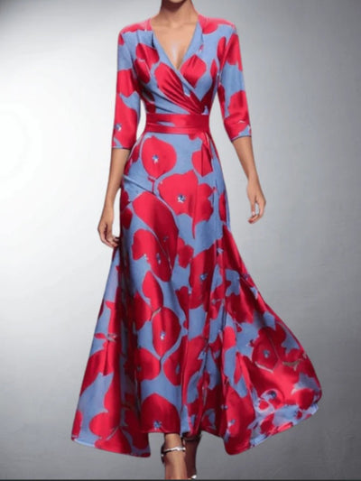 Aurela | Classic Floral V-Neck Maxi Dress
