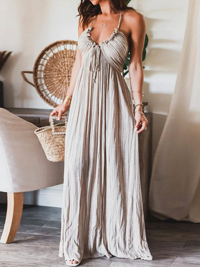 Aurela | Backless Halter Maxi Dress