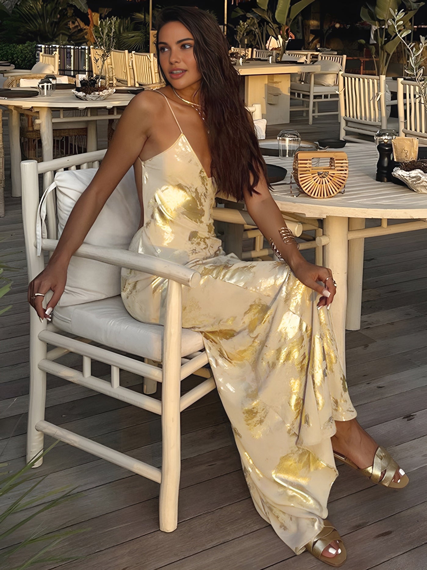 Aurela | Metallic Maxi Dress