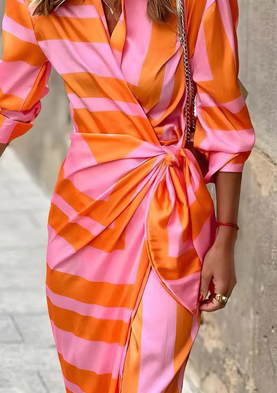 Aurela | Printed Waist-Cinching Shirt Dress