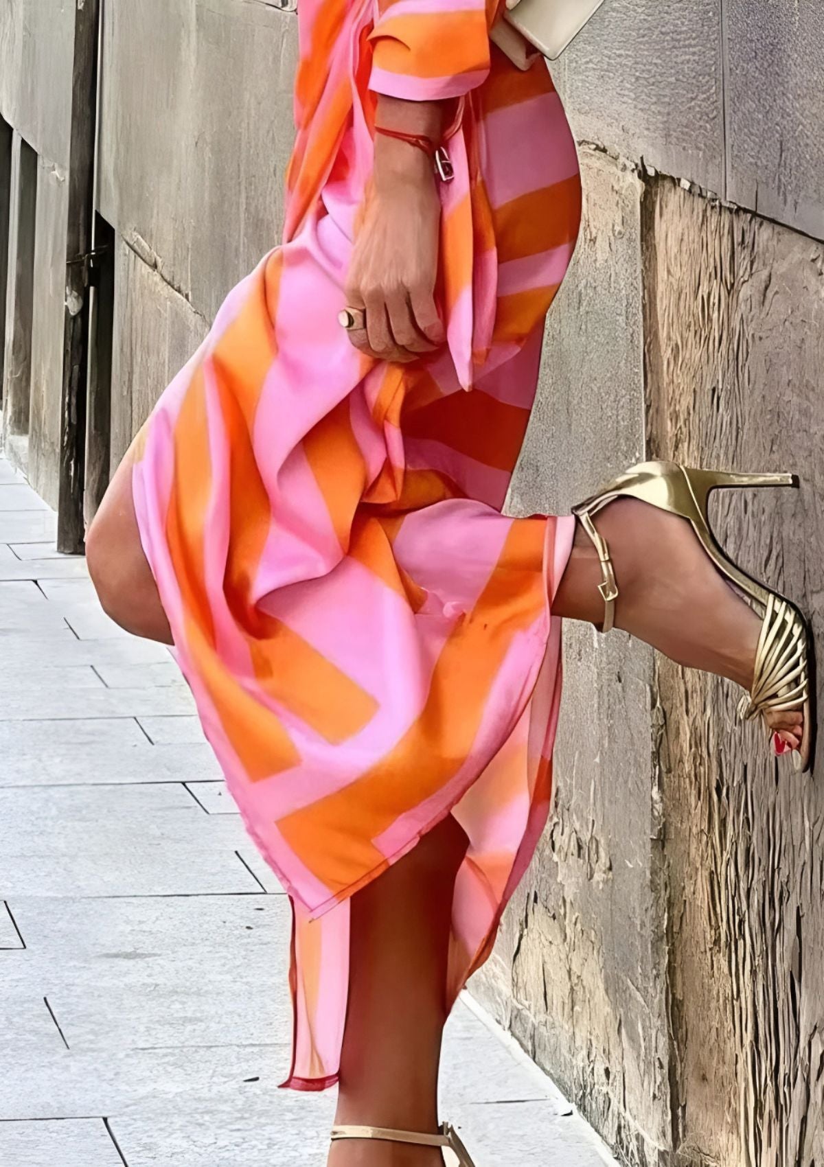 Aurela | Printed Waist-Cinching Shirt Dress
