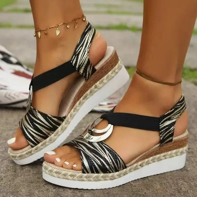 Mavis - Snake Print Platform Orthopaedic Sandals