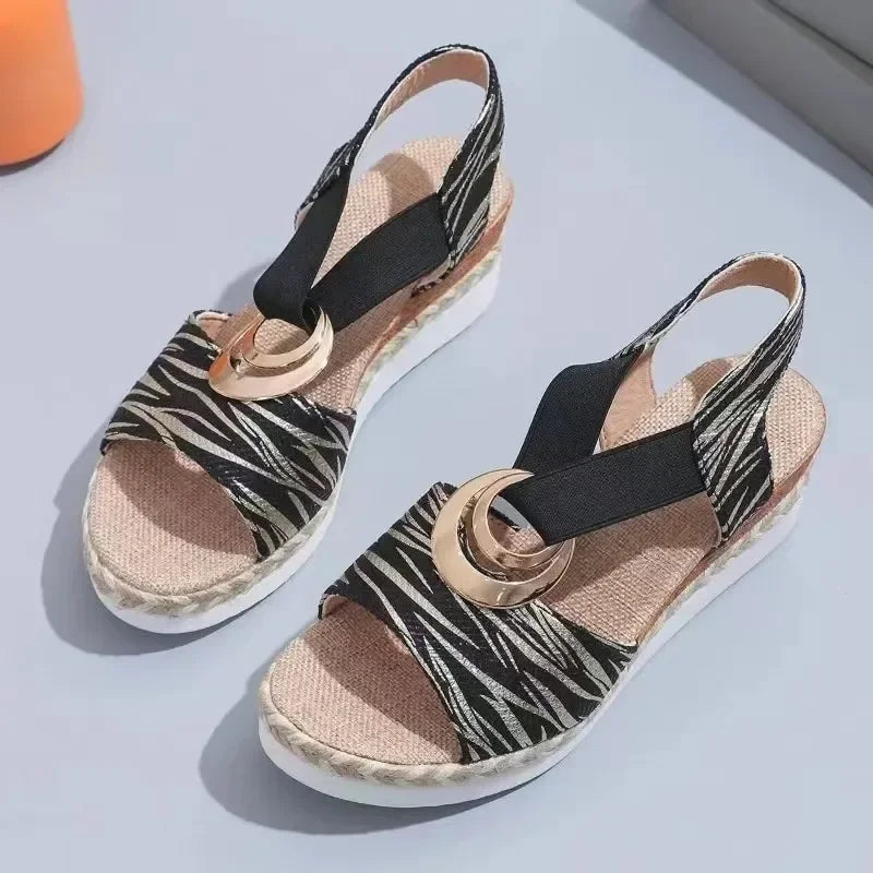 Mavis - Snake Print Platform Orthopaedic Sandals