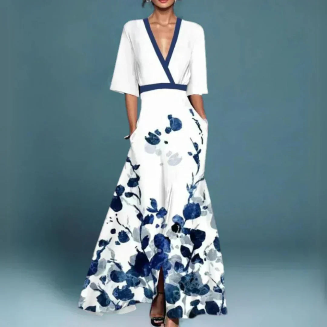 CLARISSA™ | Belted Floral Maxi Dress