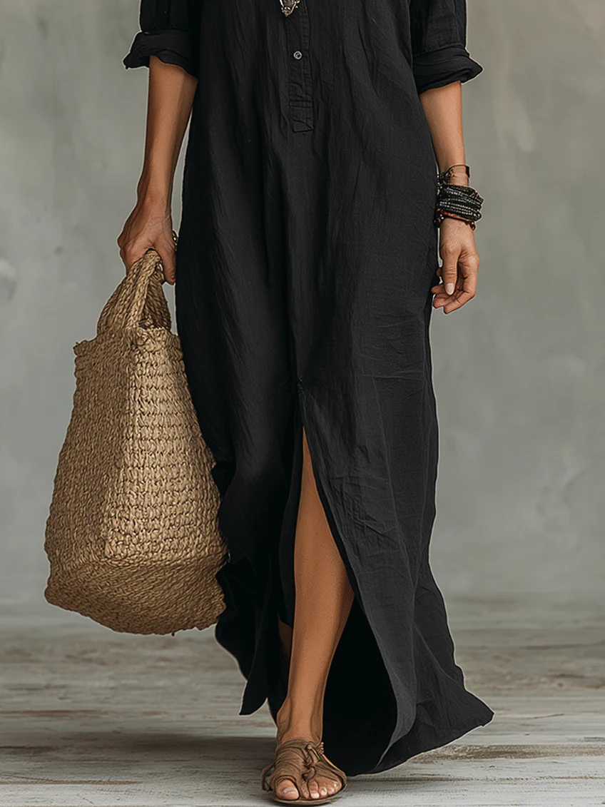 CALLA™ | Button-Placket Maxi Dress