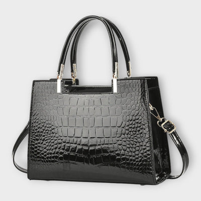 Lora - Shiny Crocodile Leather Pattern Handbag