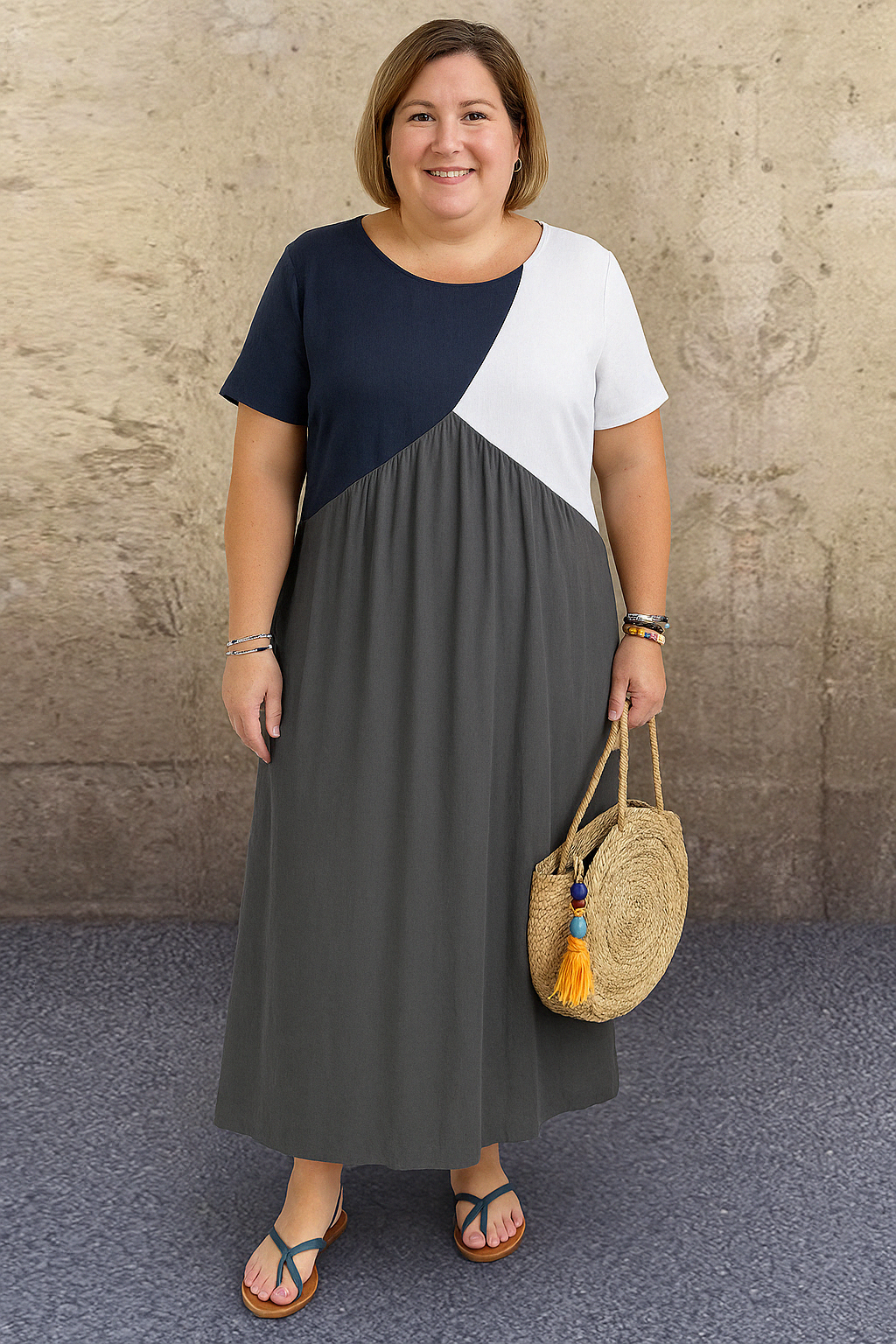 Casual Patchwork Tummy Covering Dress | KEA