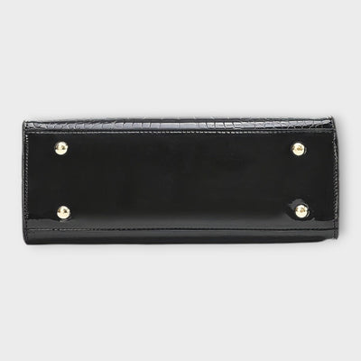 Lora - Shiny Crocodile Leather Pattern Handbag