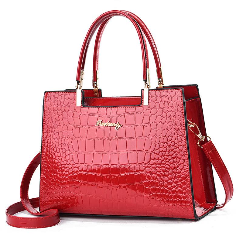 Lora - Shiny Crocodile Leather Pattern Handbag