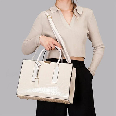 Tamsin - Crocodile-Print Leather Handbag